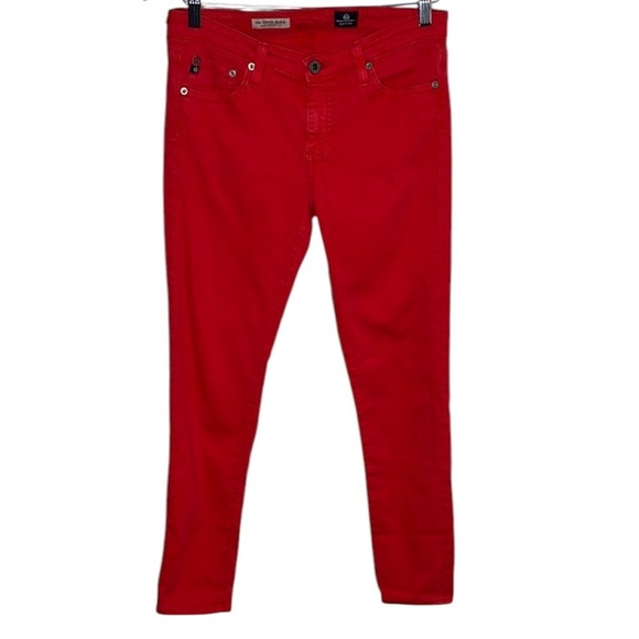 Adriano Goldschmied Red Stevie Ankle Slim Straight Leg Jeans Women Size 28 - Picture 1 of 5